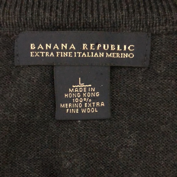 Banana Republic Merino Wool Zip Up Sweater Charcoal Gray & Black - Picture 8 of 9